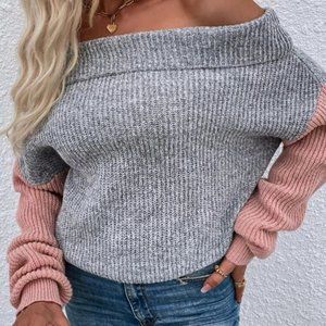 SHEIN Colorblock Off Shoulder Sweater Sz: M